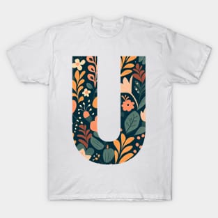 Whimsical Floral Letter U T-Shirt